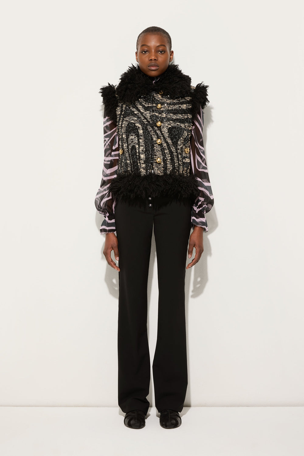 Tweed Waistcoat with Fur Details
 WOMAN Pucci