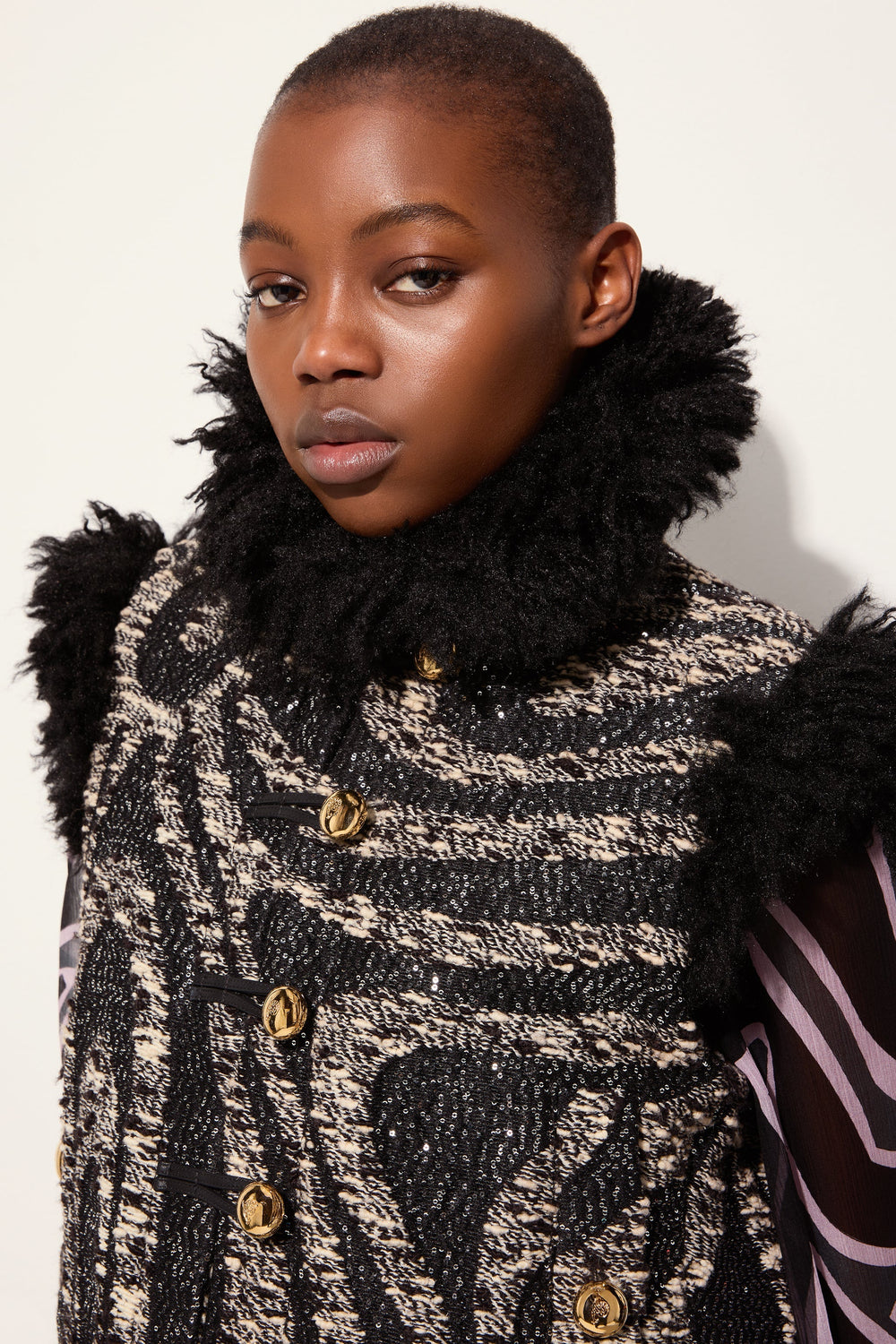 Tweed Waistcoat with Fur Details
 WOMAN Pucci