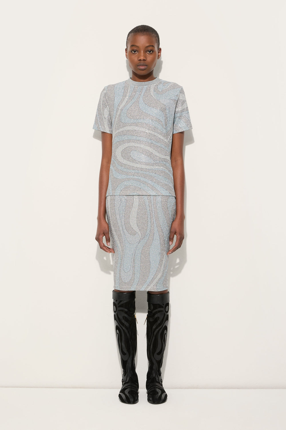 Marmo Print Jersey Lamé T-shirt
 WOMAN Pucci