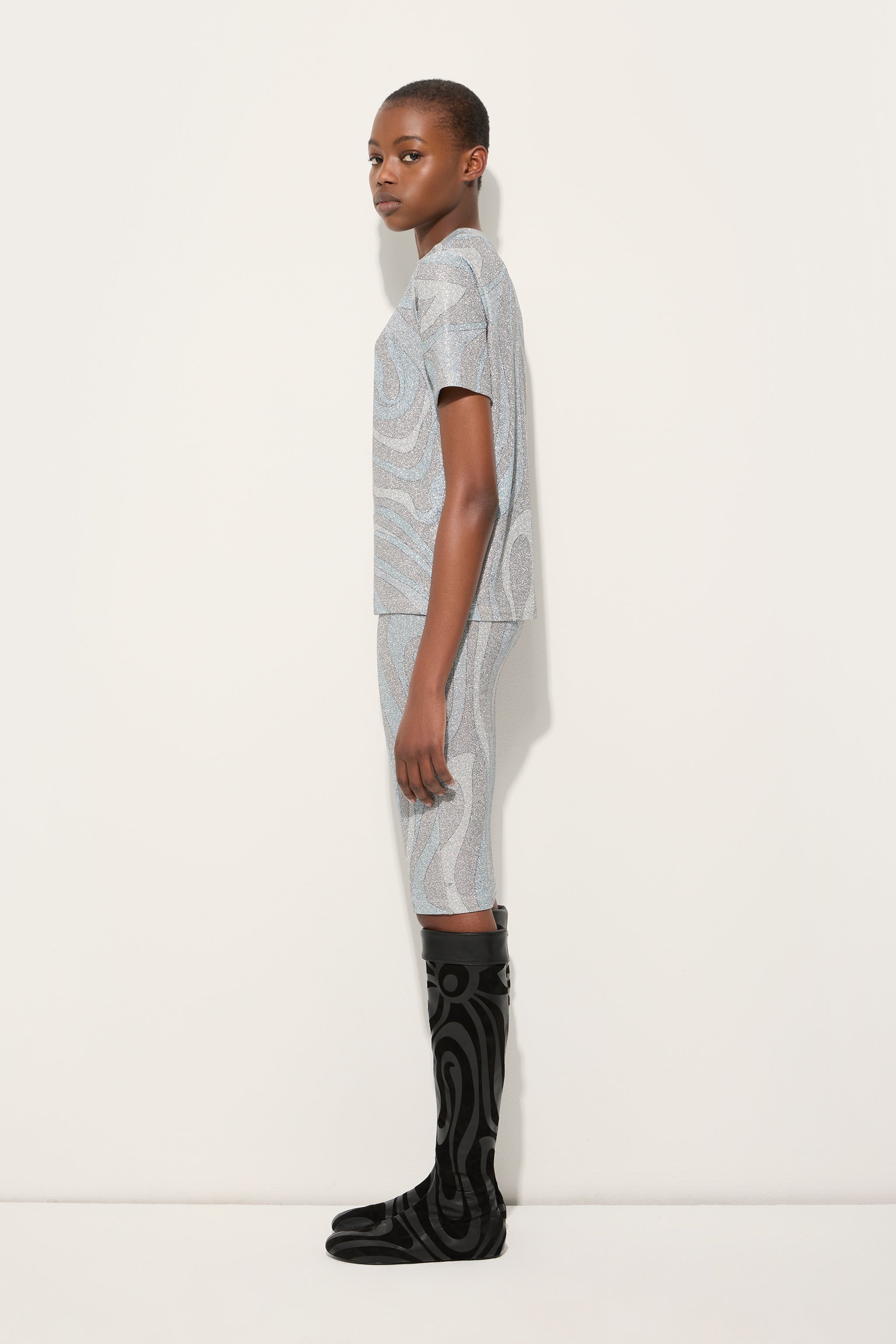 Marmo Print Jersey Lamé T-shirt
 WOMAN Pucci