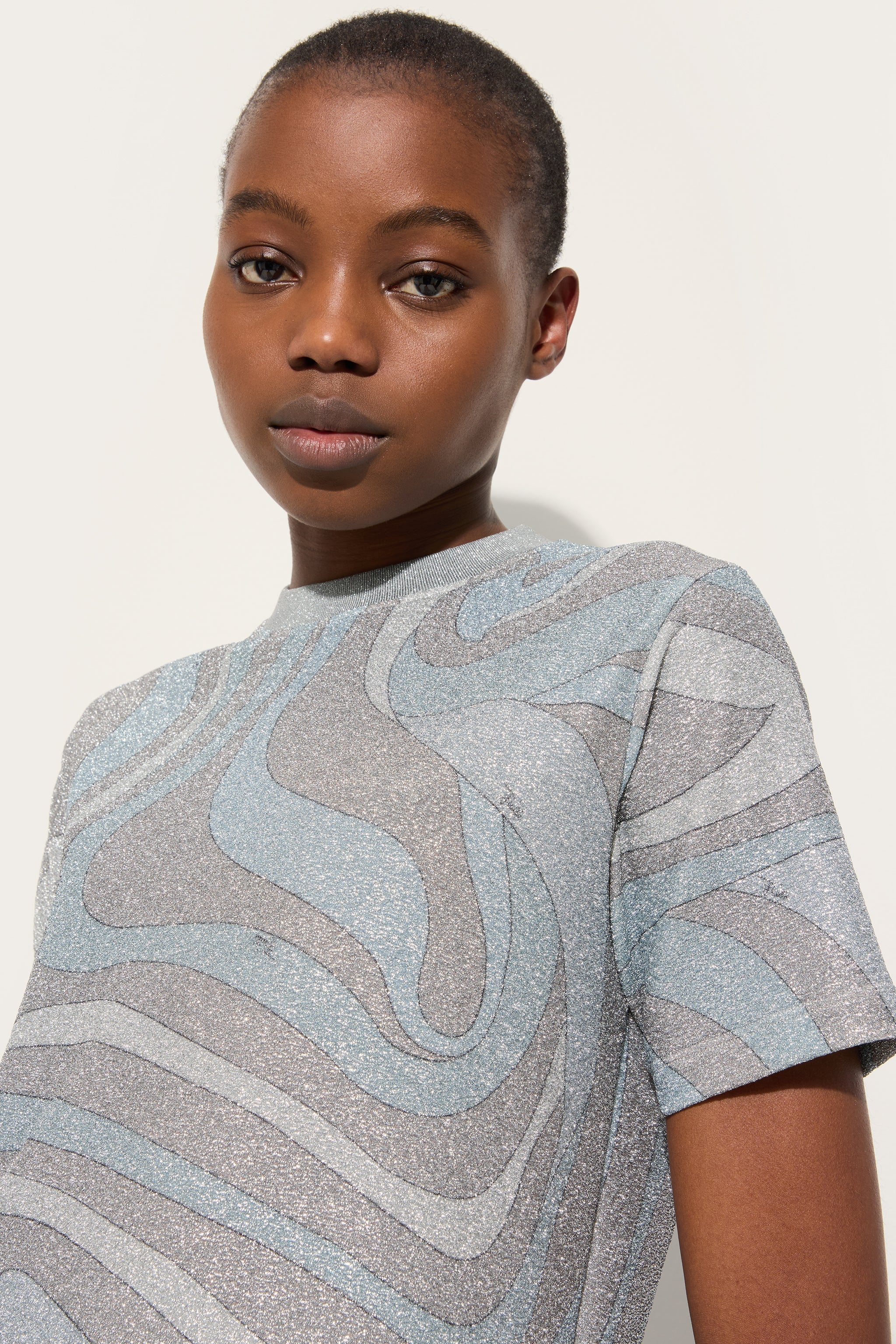 Marmo Print Jersey Lamé T-shirt
 WOMAN Pucci