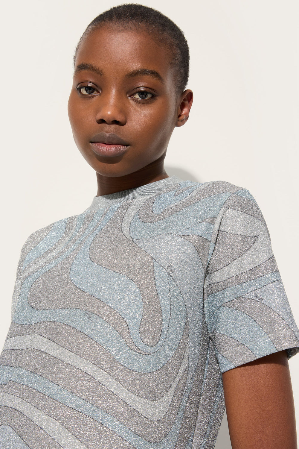 Marmo Print Jersey Lamé T-shirt
 WOMAN Pucci