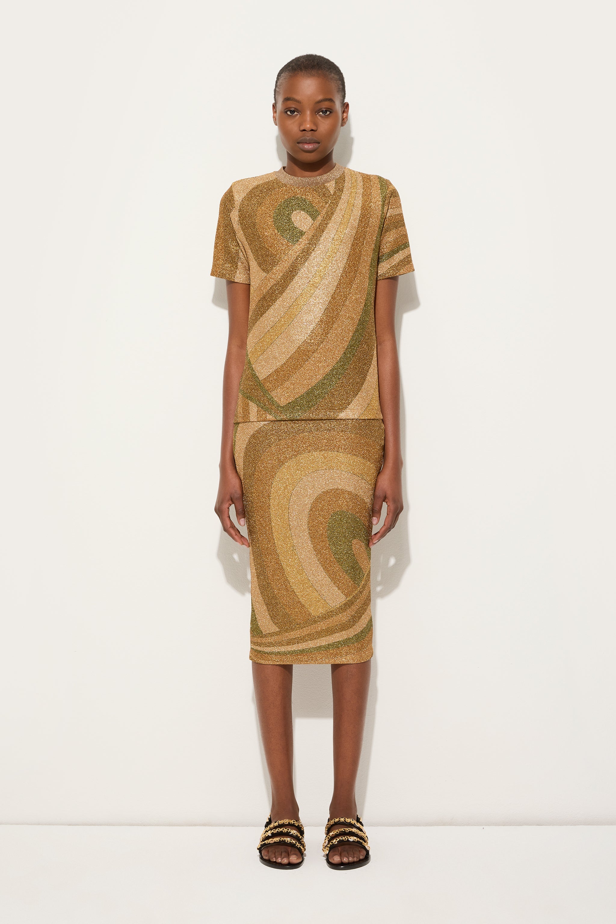 Marmo Print Jersey Lamé T-shirt
 WOMAN Pucci