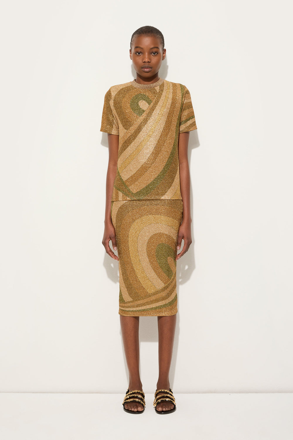 Marmo Print Jersey Lamé T-shirt
 WOMAN Pucci