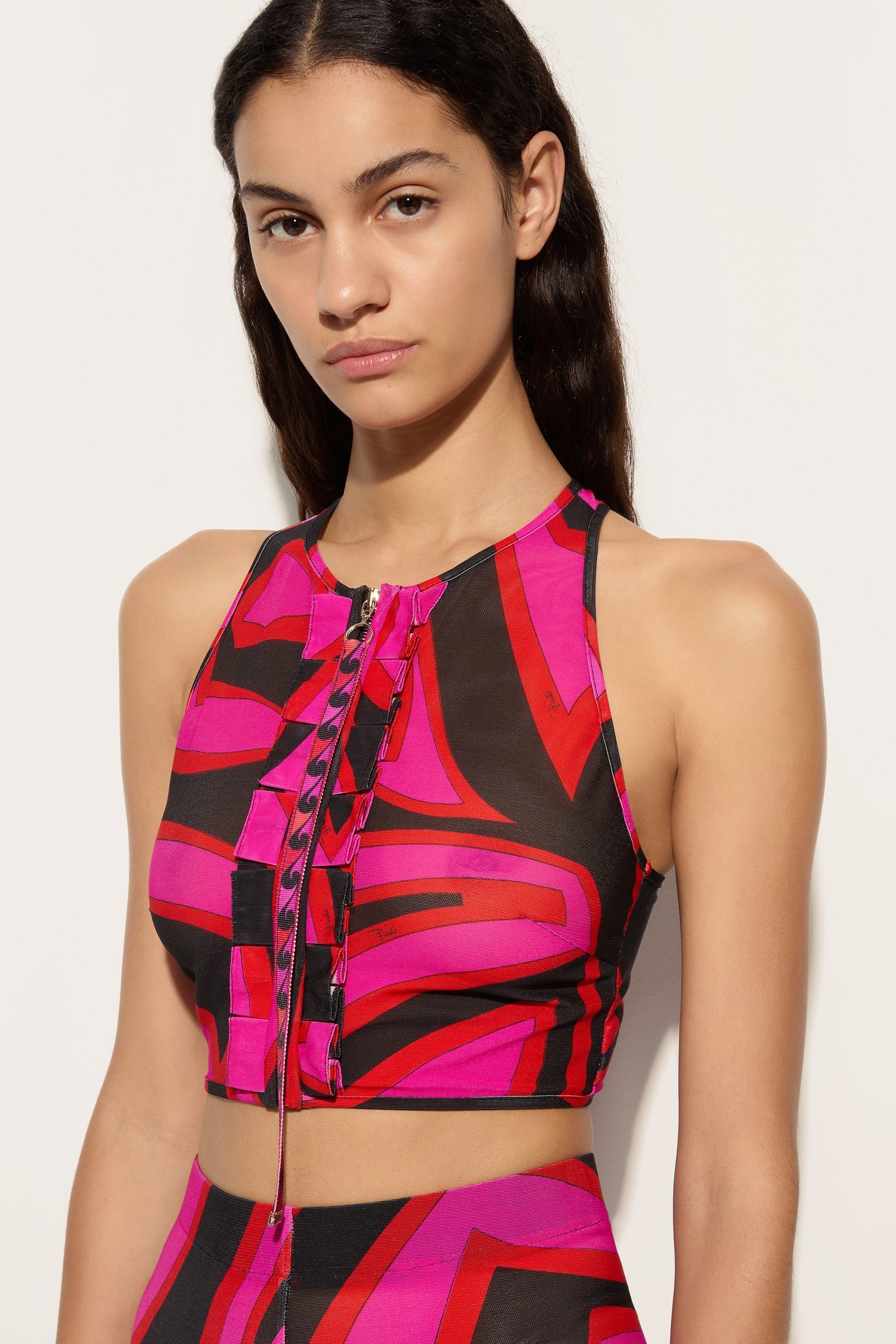 Labirinto Print Ruffle Sleeveless Top
 WOMAN Pucci