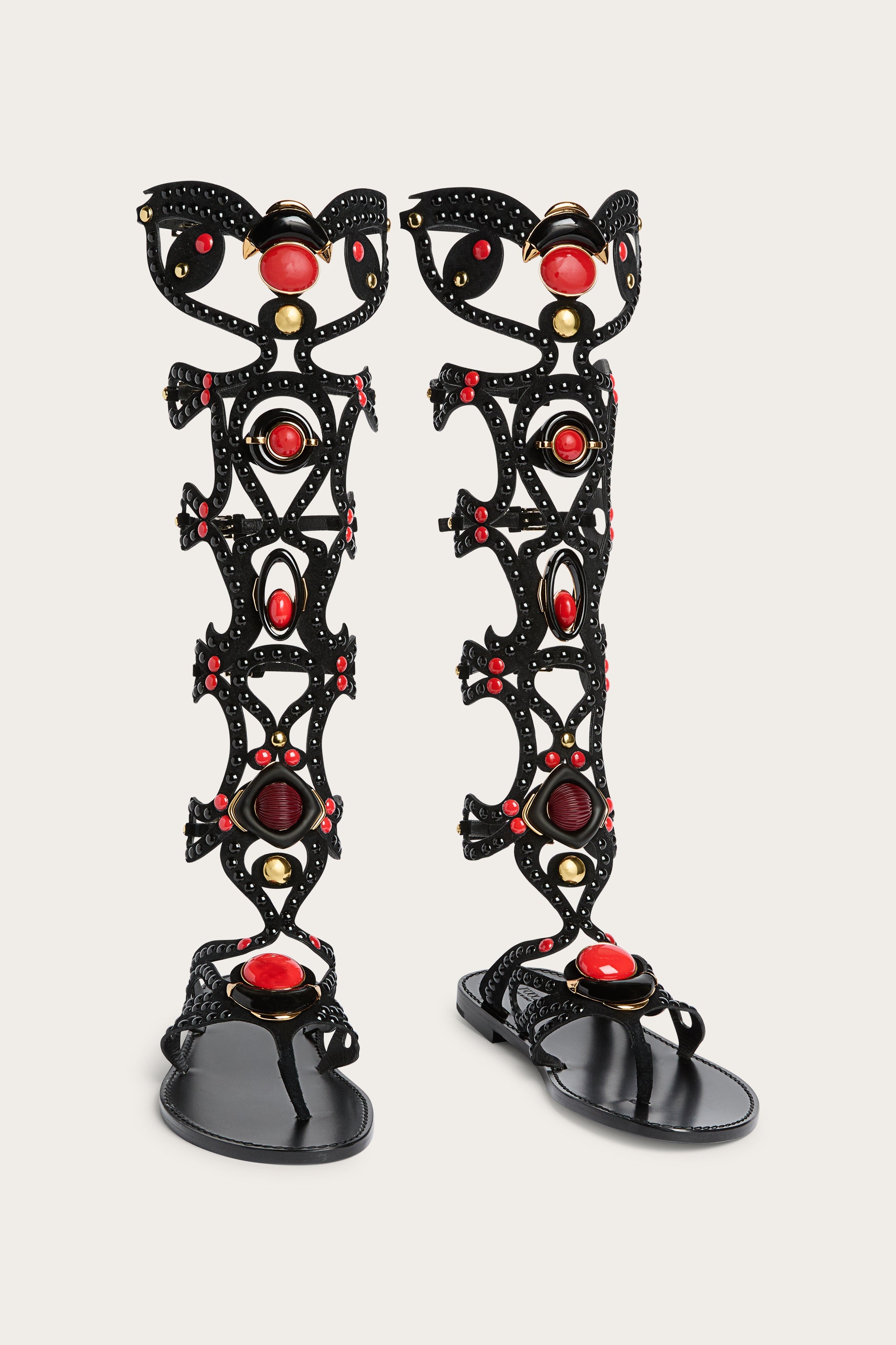 Black Embellished Gladiator Sandals
 WOMAN Pucci