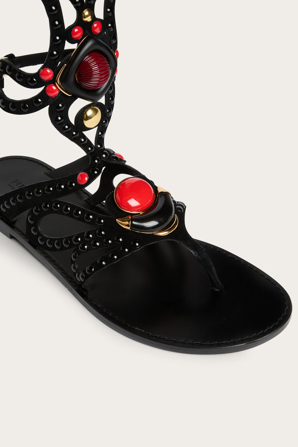 Black Embellished Gladiator Sandals
 WOMAN Pucci