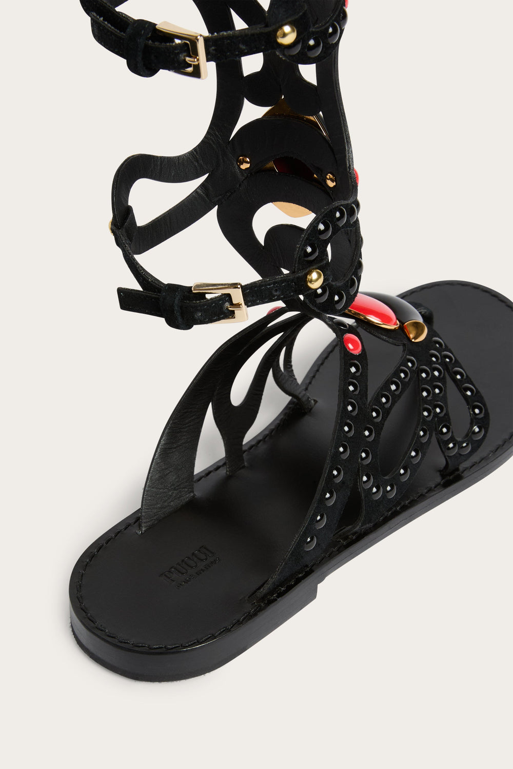 Black Embellished Gladiator Sandals
 WOMAN Pucci
