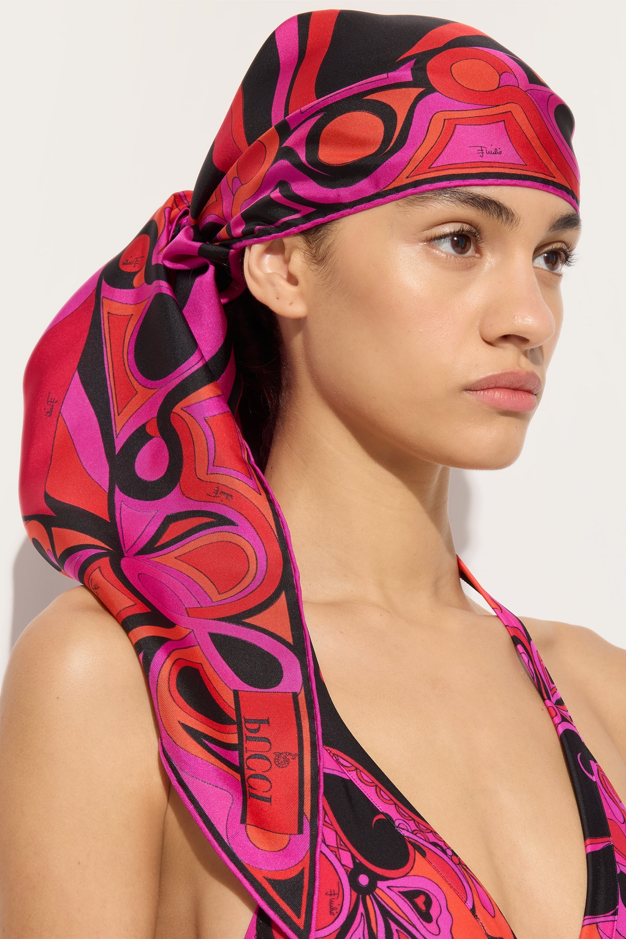 Mixed Print Silk Triangle Scarf
 WOMAN Pucci