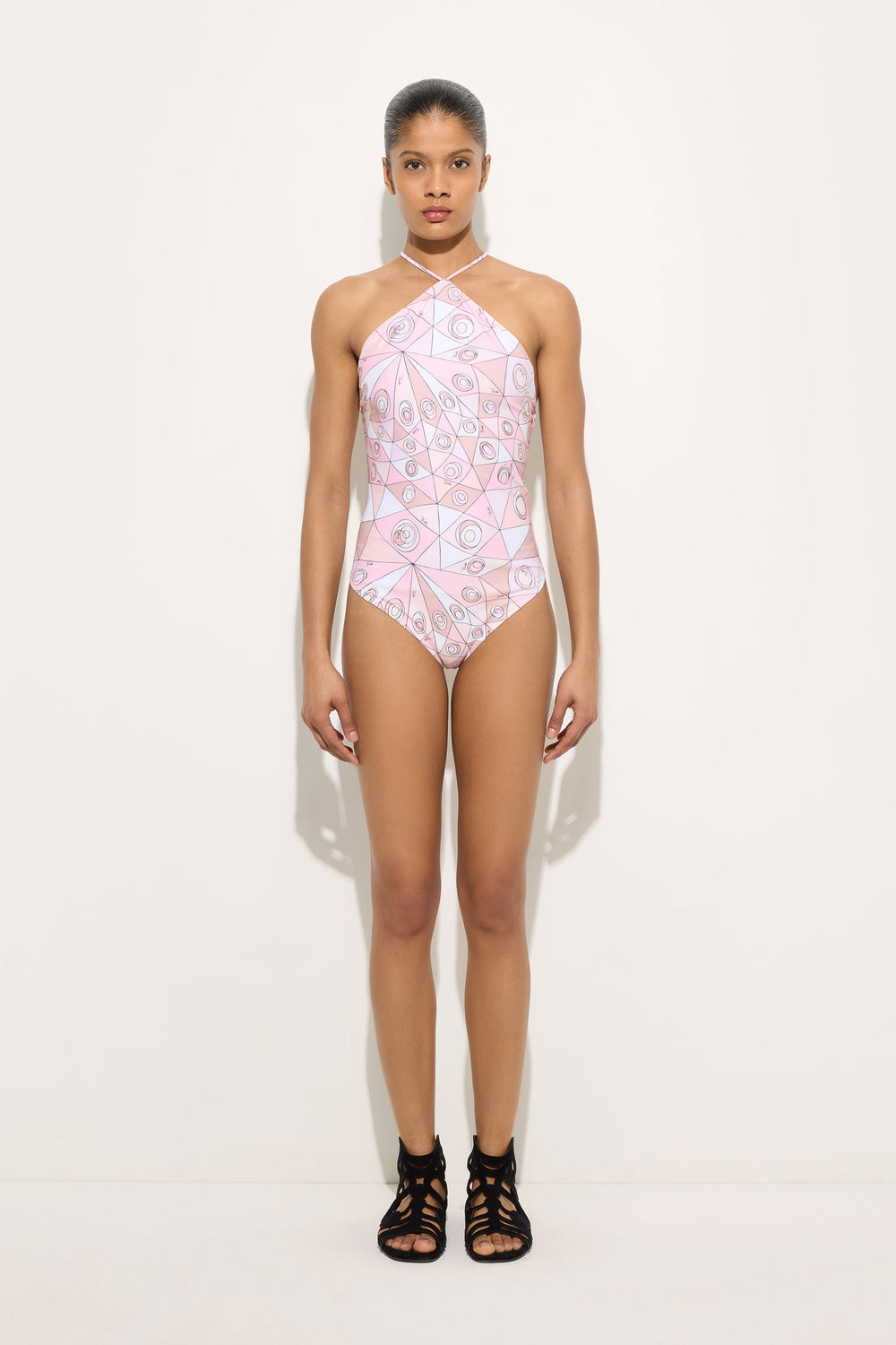 Occhi Print Cross-Back Swimsuit
 WOMAN Pucci