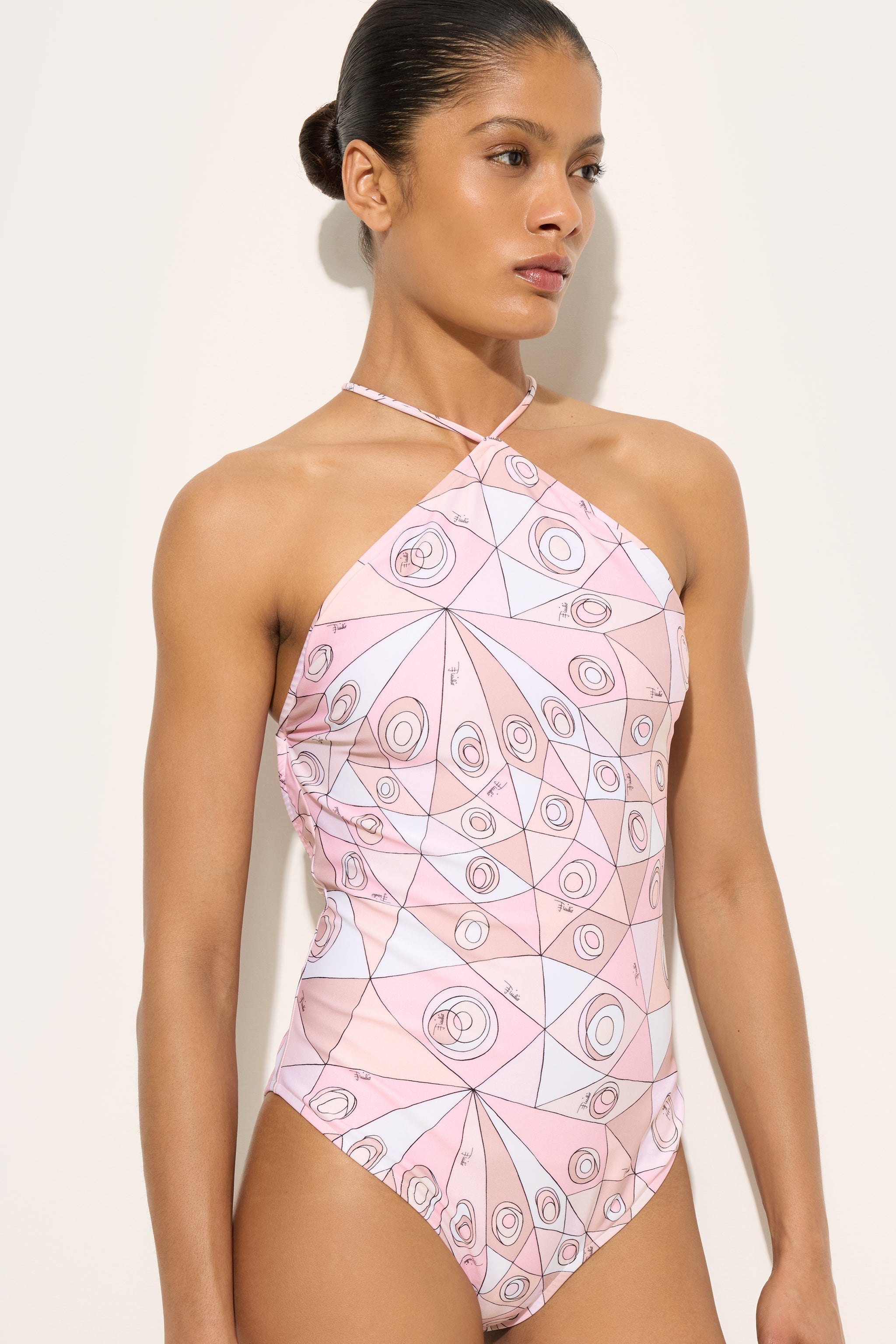 Occhi Print Cross-Back Swimsuit
 WOMAN Pucci
