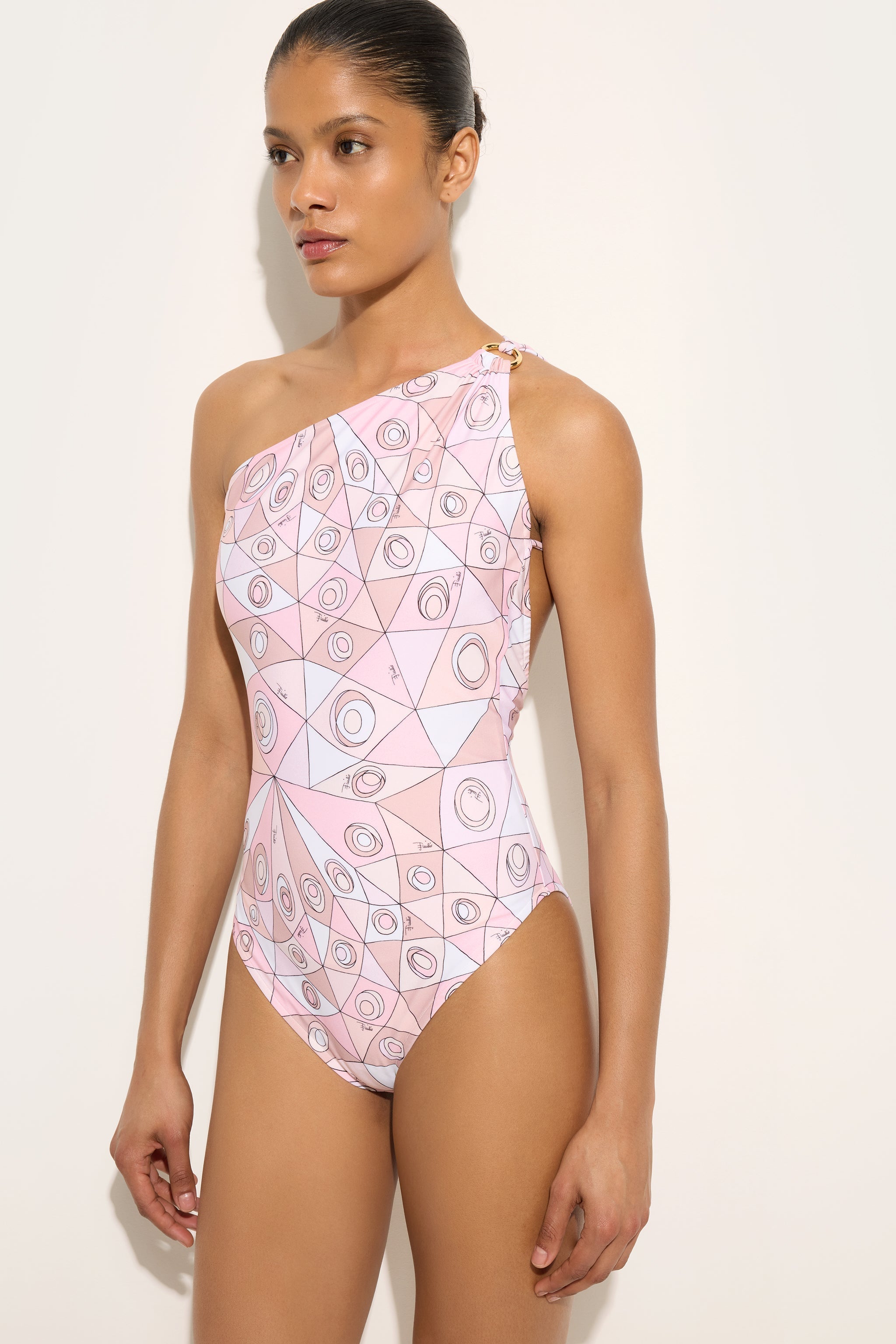 Occhi Print Asymmetrical One-Piece Swimsuit
 WOMAN Pucci