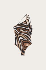 Marmo Print One-Shoulder Swimsuit
 WOMAN Pucci