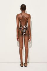Marmo Print One-Shoulder Swimsuit
 WOMAN Pucci