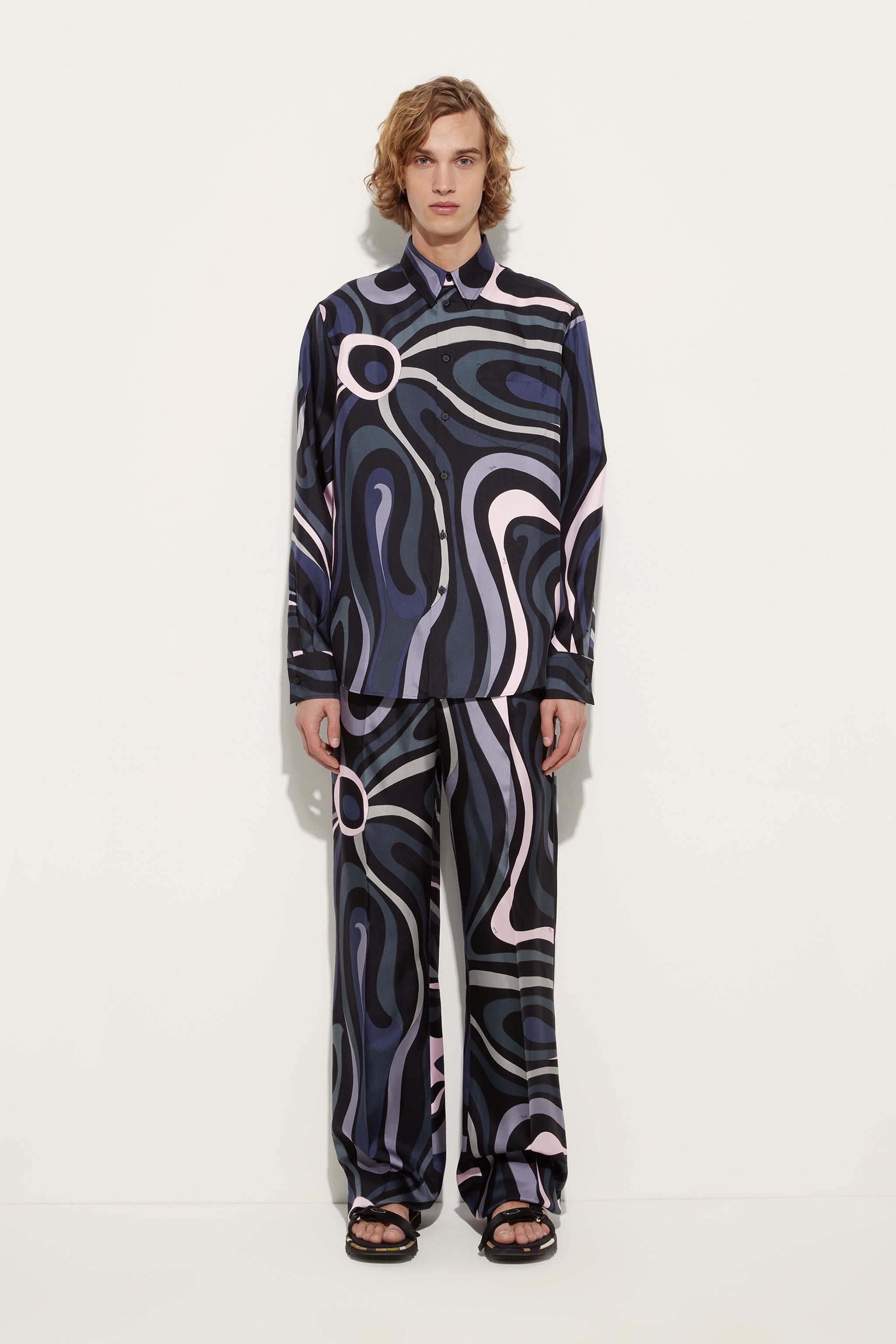 Marmo Print Silk Trousers
  Pucci