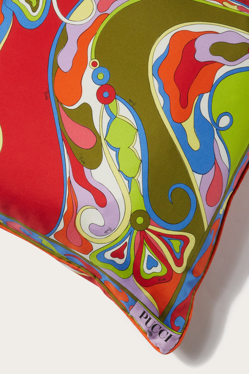 Orchidee and Iride-Print Small Silk-Twill Cushion
  Pucci