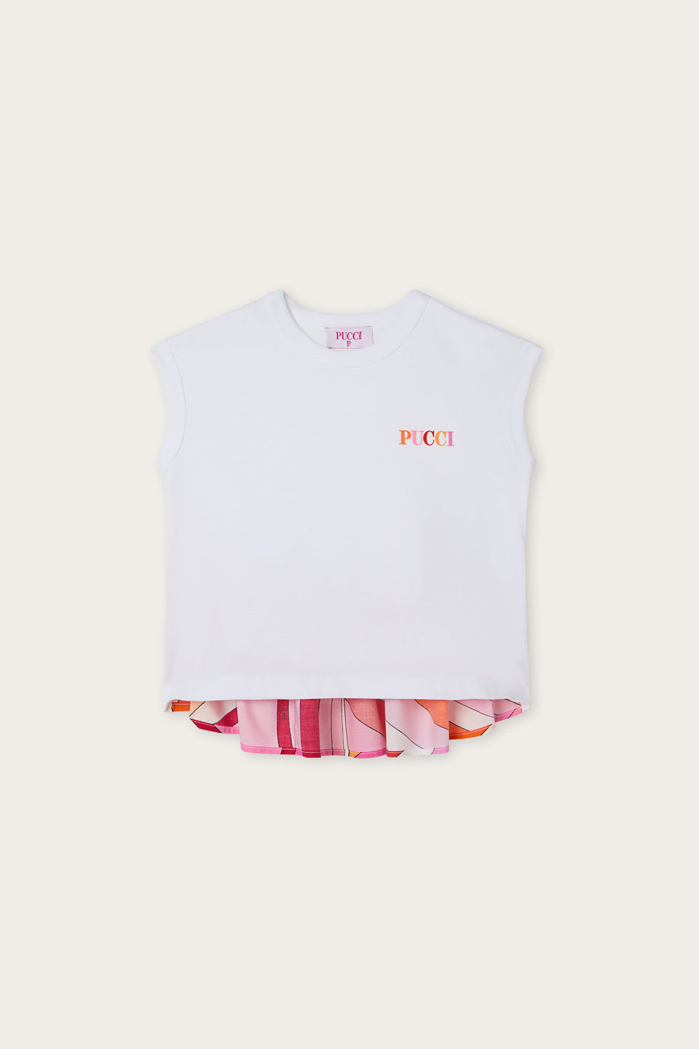 Sleeveless T-Shirt with Printed Hem
  Pucci
