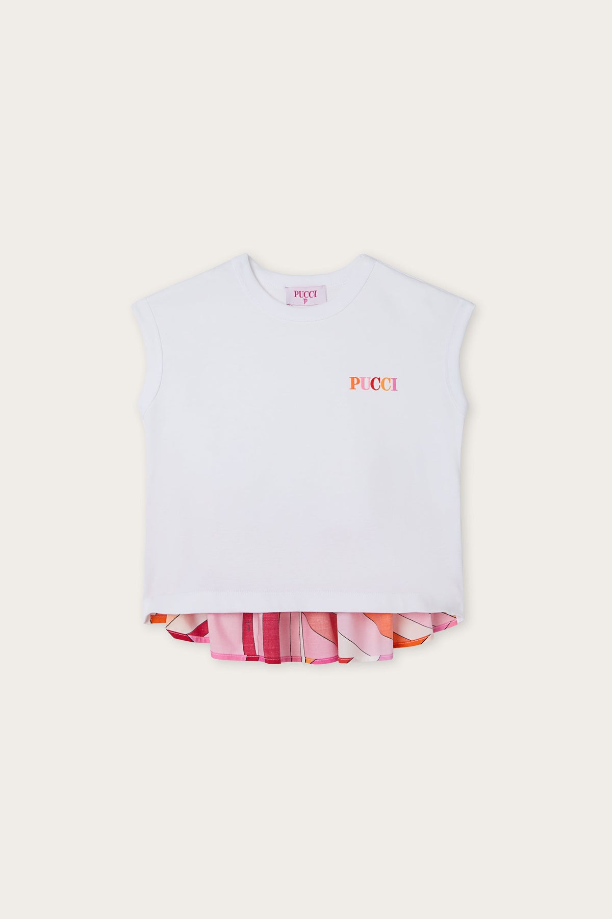 Sleeveless T-Shirt with Printed Hem
  Pucci