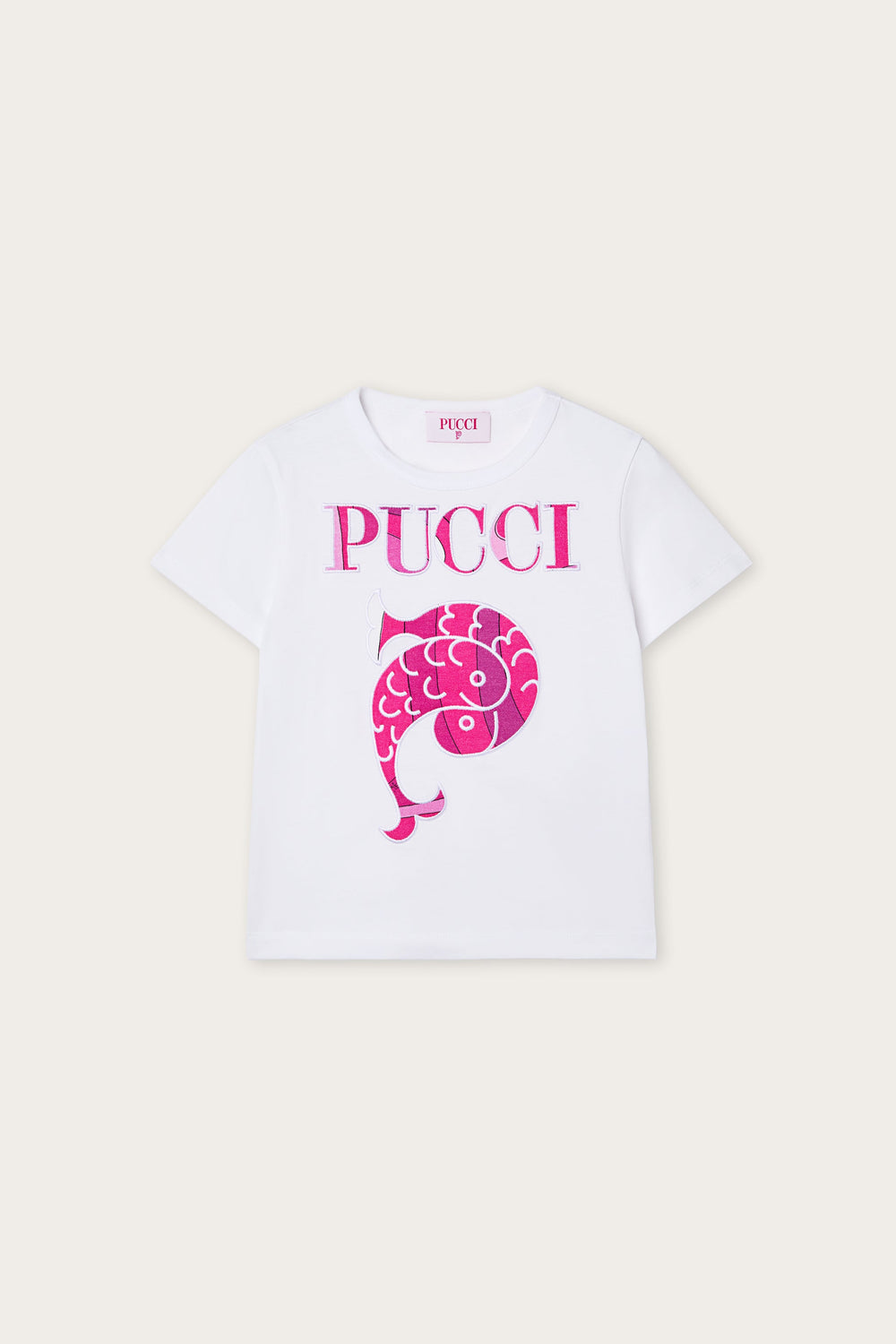 T-shirt with Embroidered Logo and Fish
  Pucci