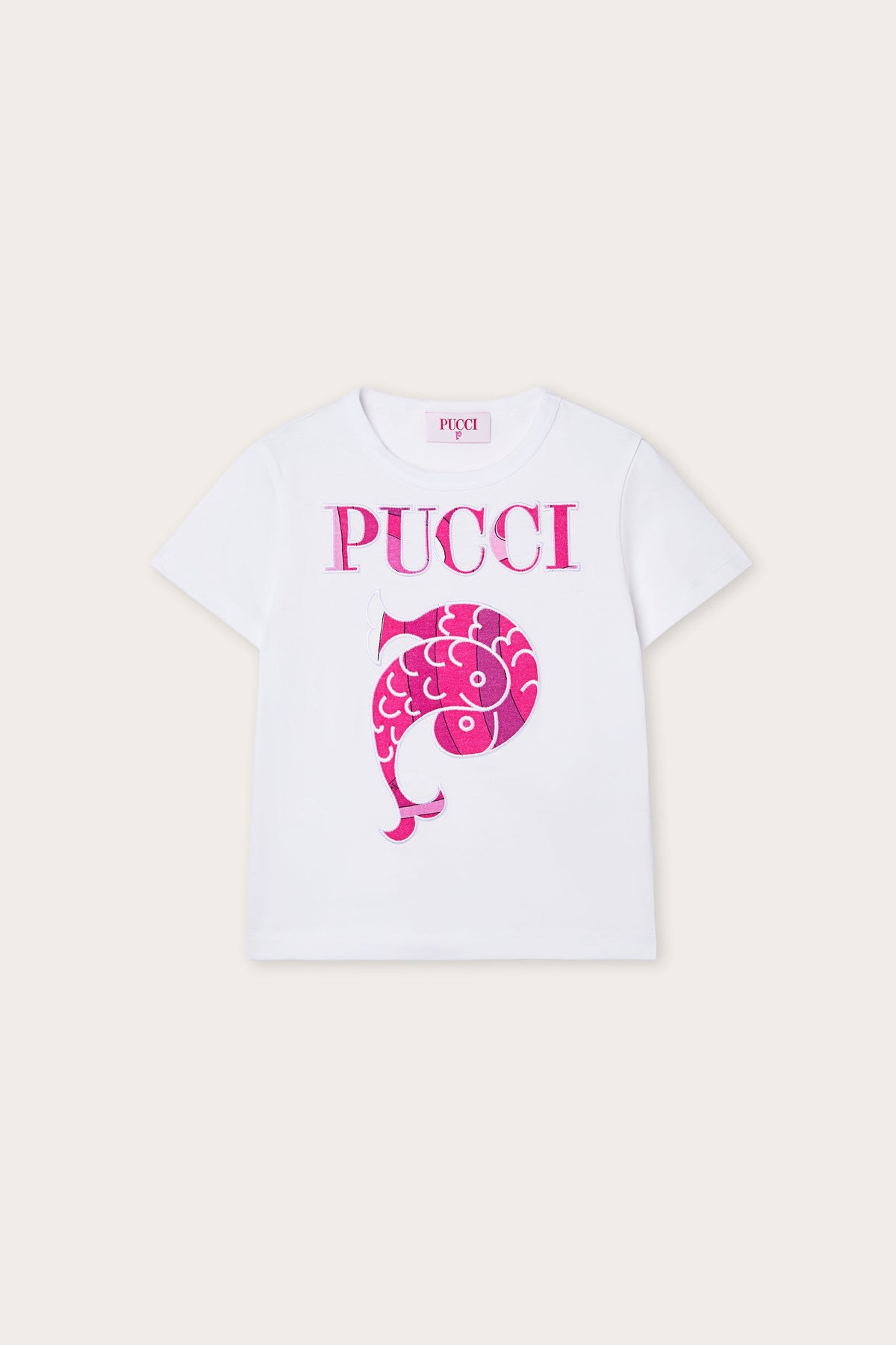 T-shirt with Embroidered Logo and Fish
  Pucci