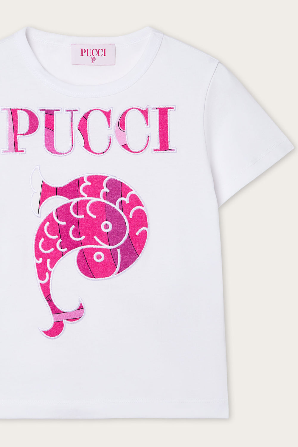 T-shirt with Embroidered Logo and Fish
  Pucci