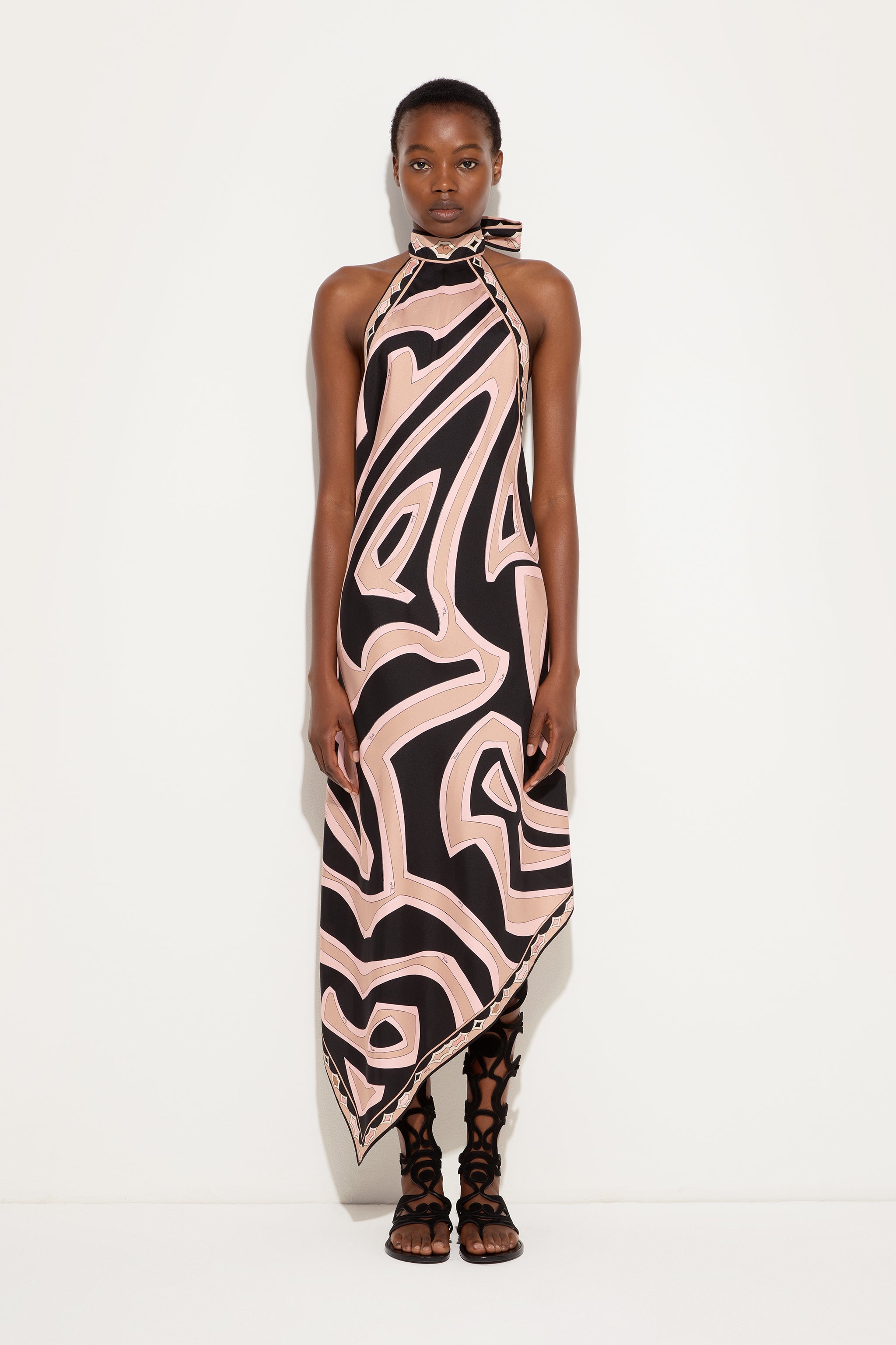 Labirinto Print Silk Dress with Halter Neckline
 WOMAN Pucci
