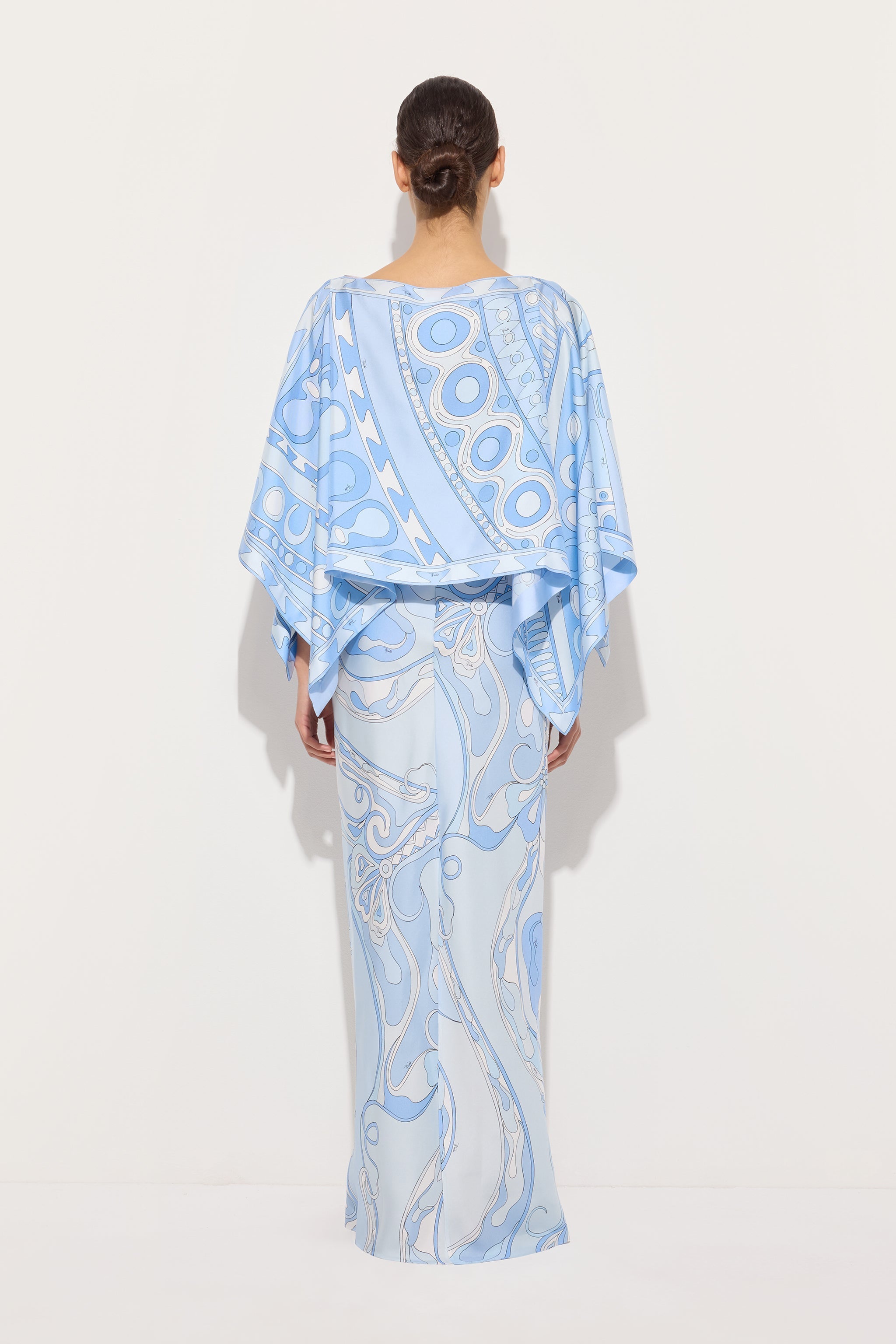 Orchidee and Soleil Print Silk Dress with Cape
 WOMAN Pucci
