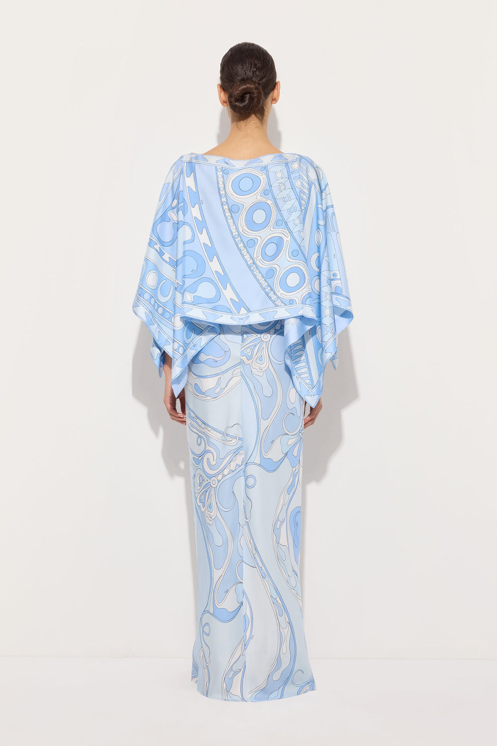 Orchidee and Soleil Print Silk Dress with Cape
 WOMAN Pucci