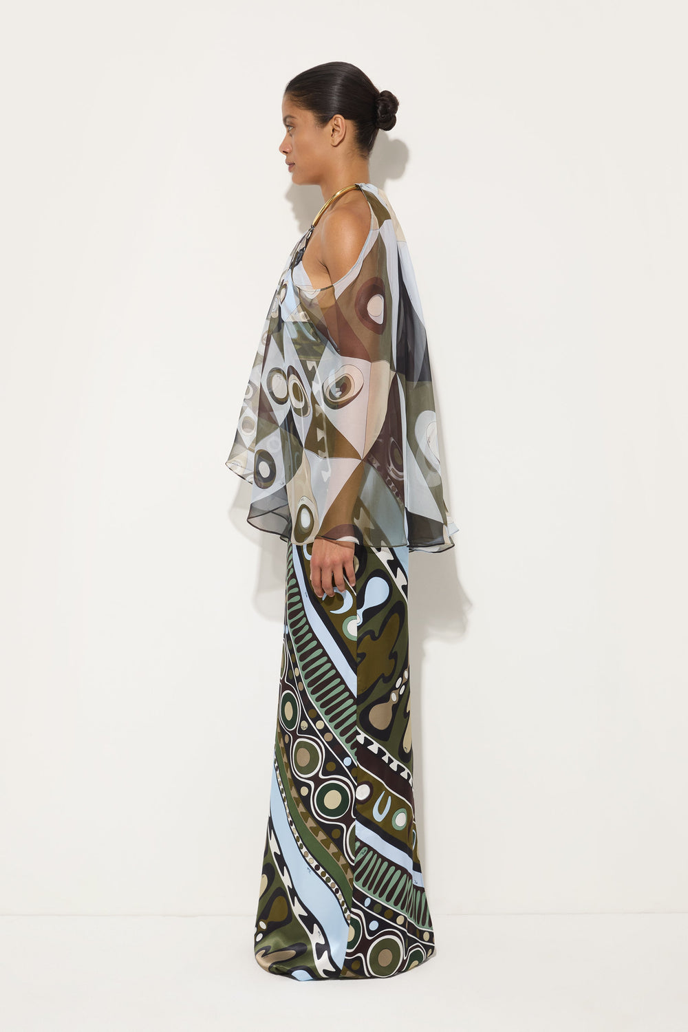 Occhi Print Satin and Chiffon Dress
 WOMAN Pucci