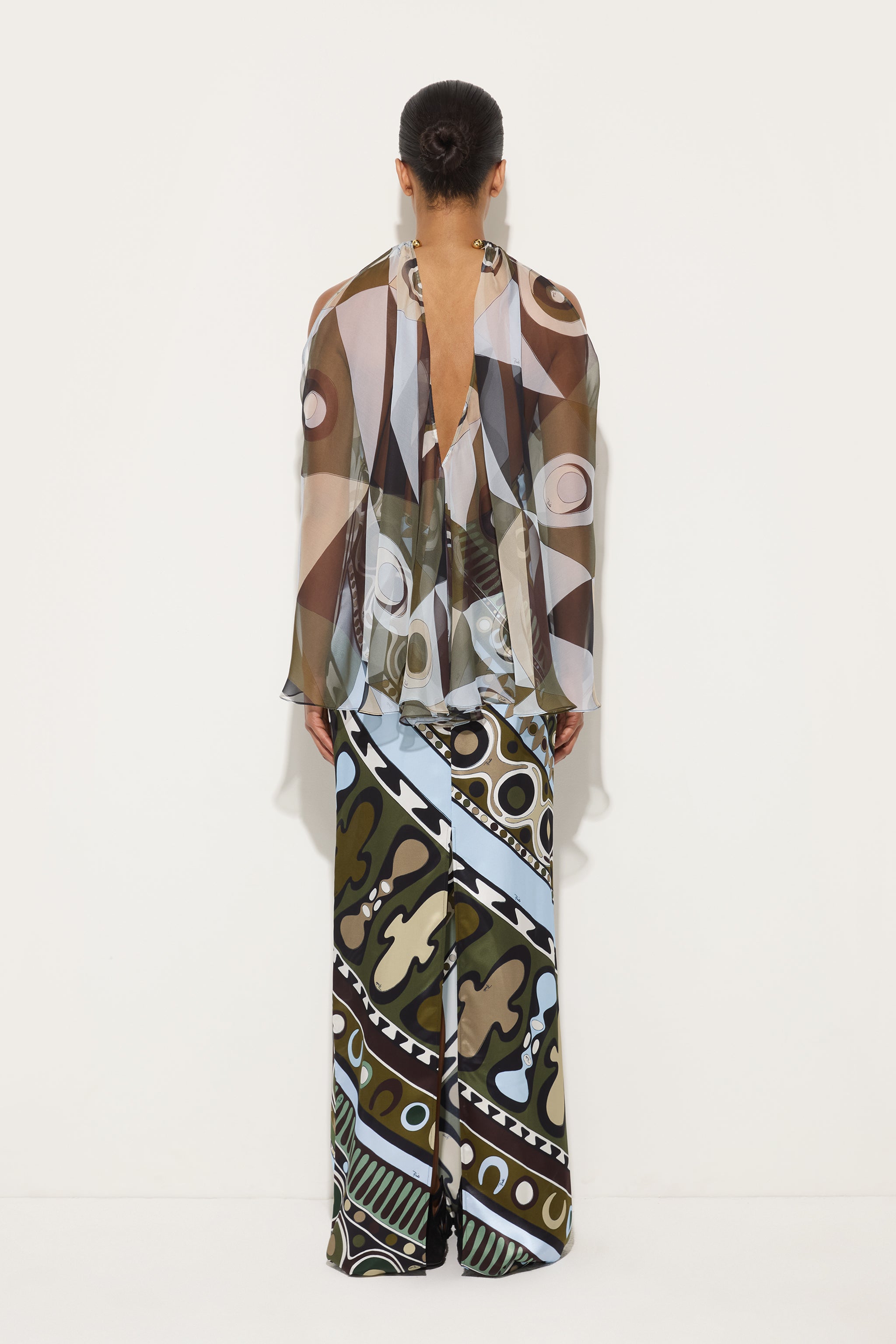 Occhi Print Satin and Chiffon Dress
 WOMAN Pucci
