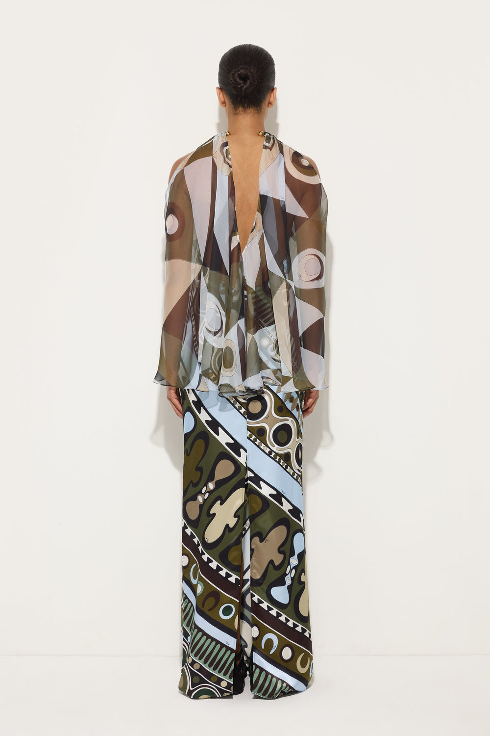 Occhi Print Satin and Chiffon Dress
 WOMAN Pucci