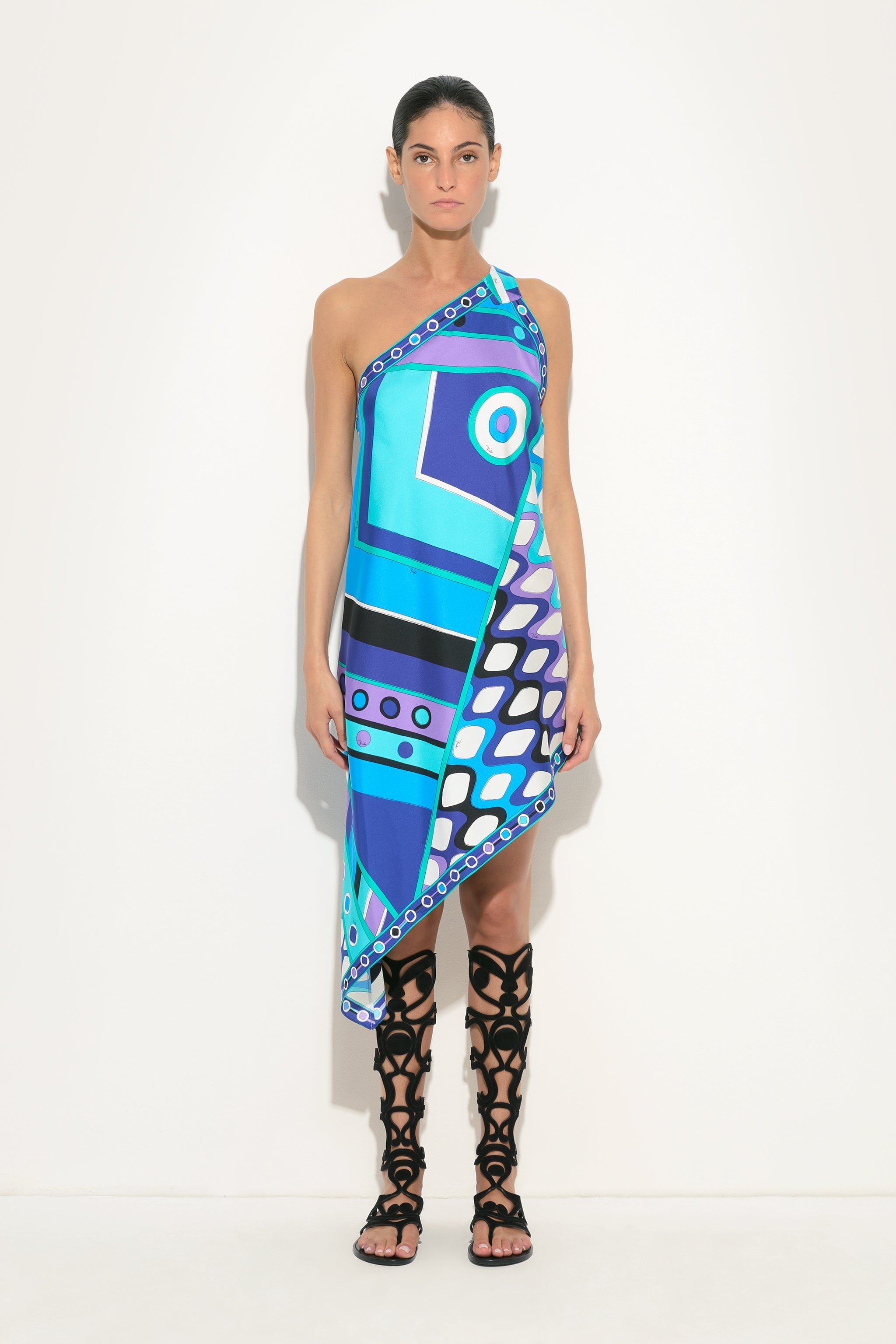 Vivara Print One-Shoulder Silk Dress
 WOMAN Pucci