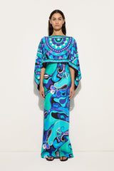 Orchidee Print Silk Dress with Cape
 WOMAN Pucci