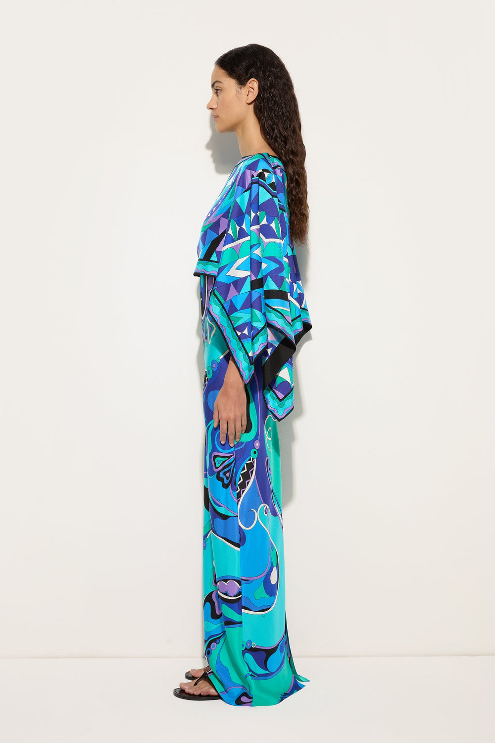 Orchidee Print Silk Dress with Cape
 WOMAN Pucci