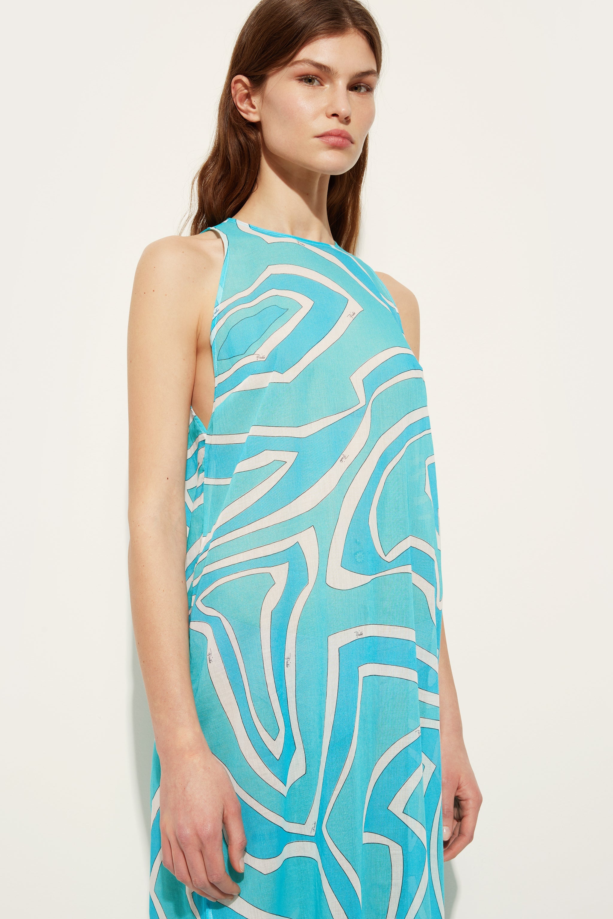 Labirinto Print Long Cotton Dress
 WOMAN Pucci