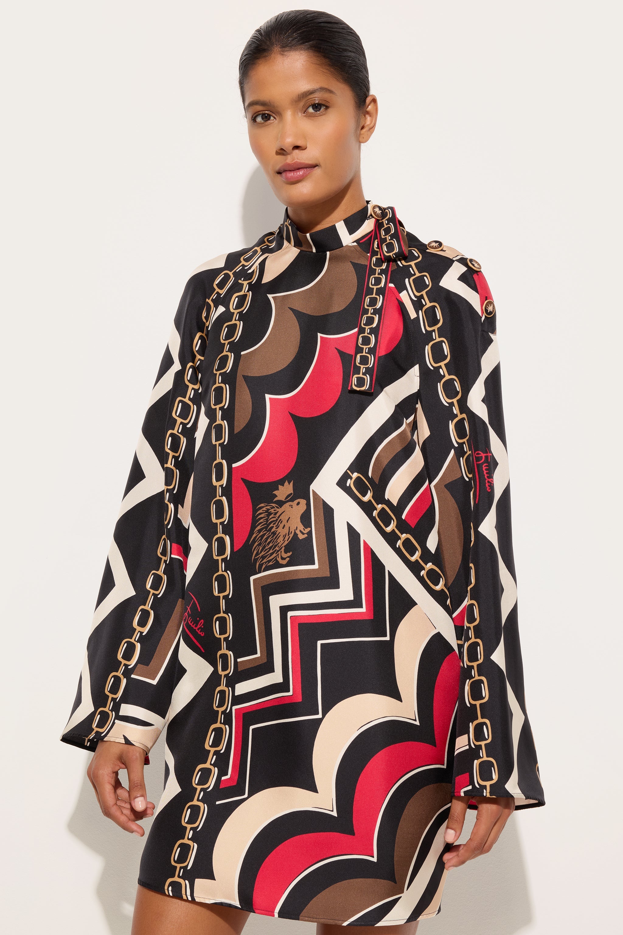 Istrice Print Silk Twill Dress
 WOMAN Pucci