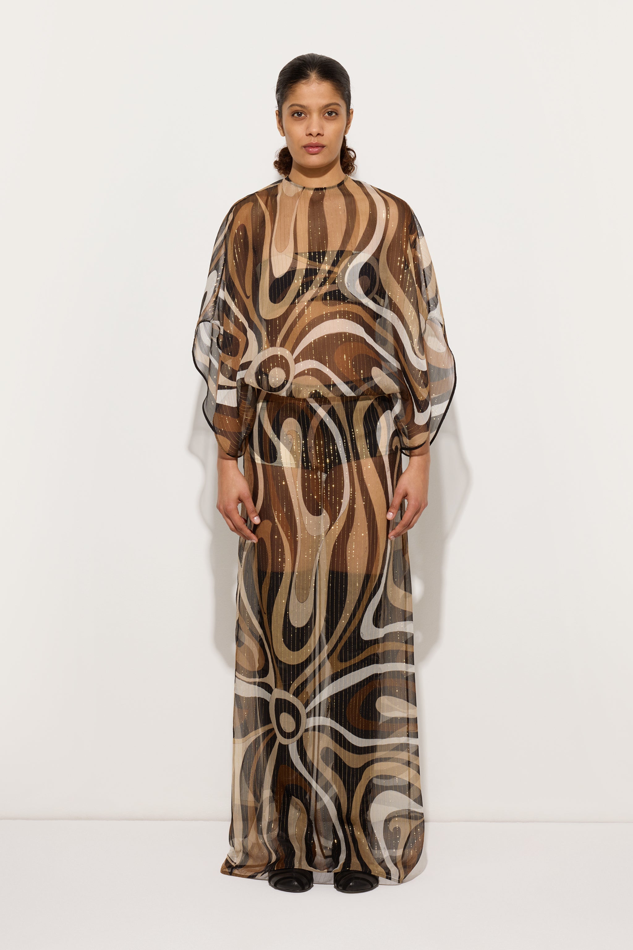 Marmo Print Long Creponne Dress
 WOMAN Pucci