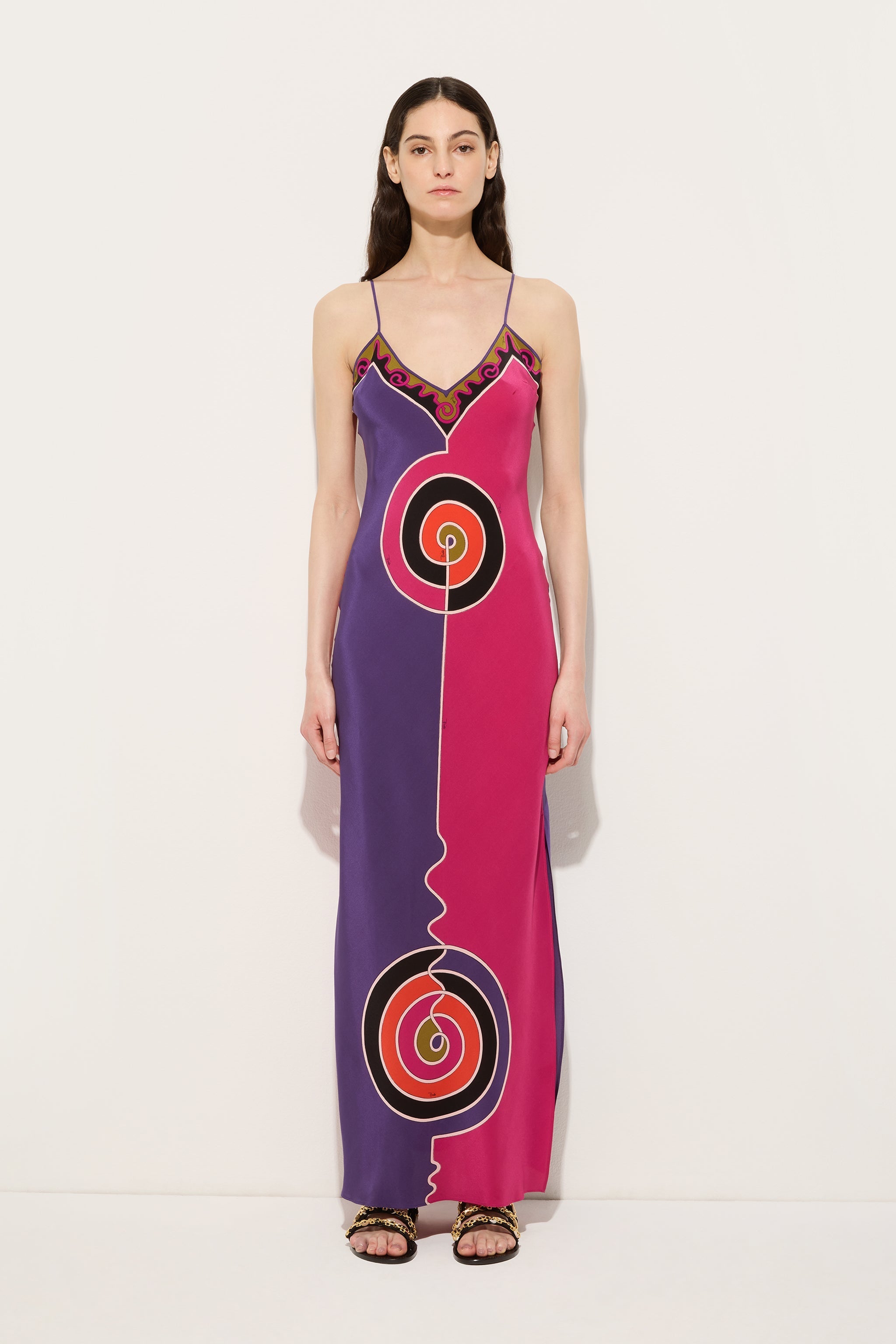 Astro Print Long Crêpe de Chine Dress
 WOMAN Pucci