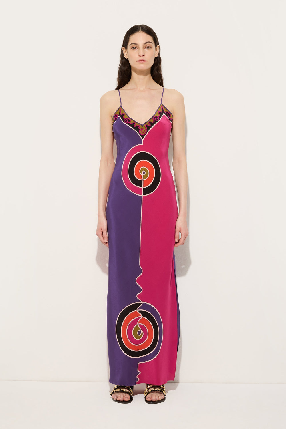 Astro Print Long Crêpe de Chine Dress
 WOMAN Pucci