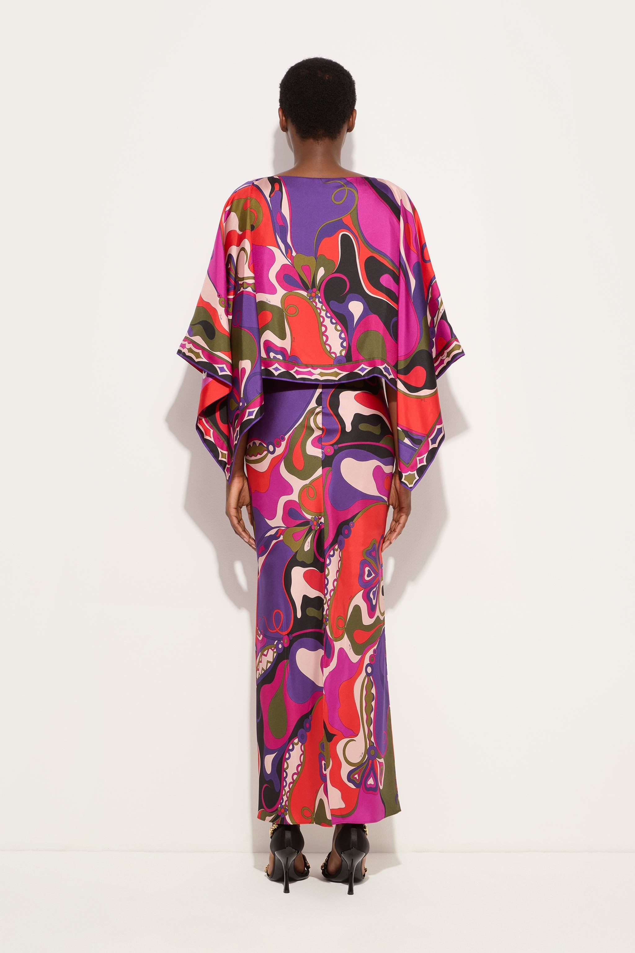 Orchidee Print Long Dress with Shawl
 WOMAN Pucci