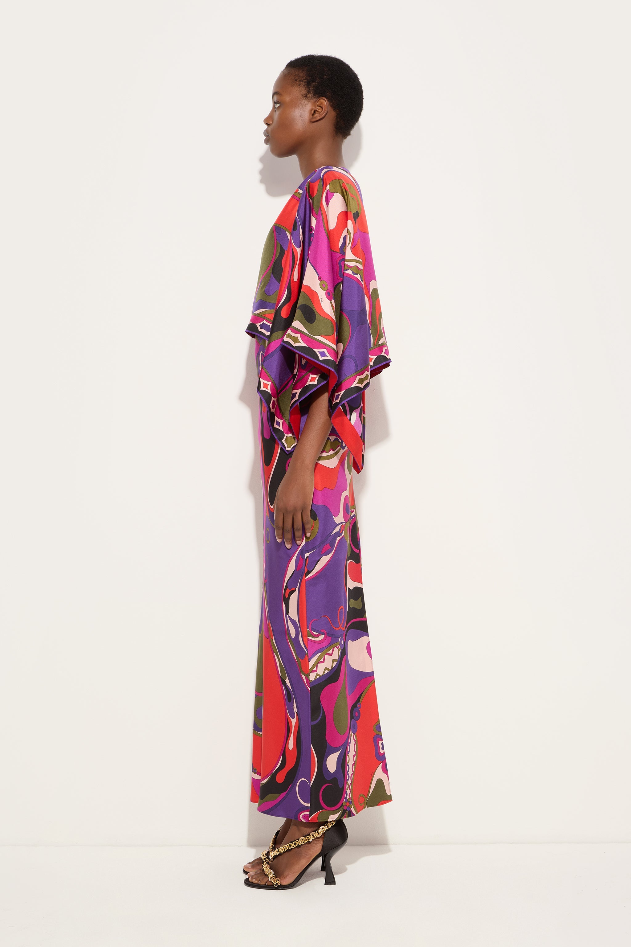 Orchidee Print Long Dress with Shawl
 WOMAN Pucci