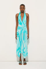 Marmo Print V-neck Dress with Asymmetrical Hem
 WOMAN Pucci