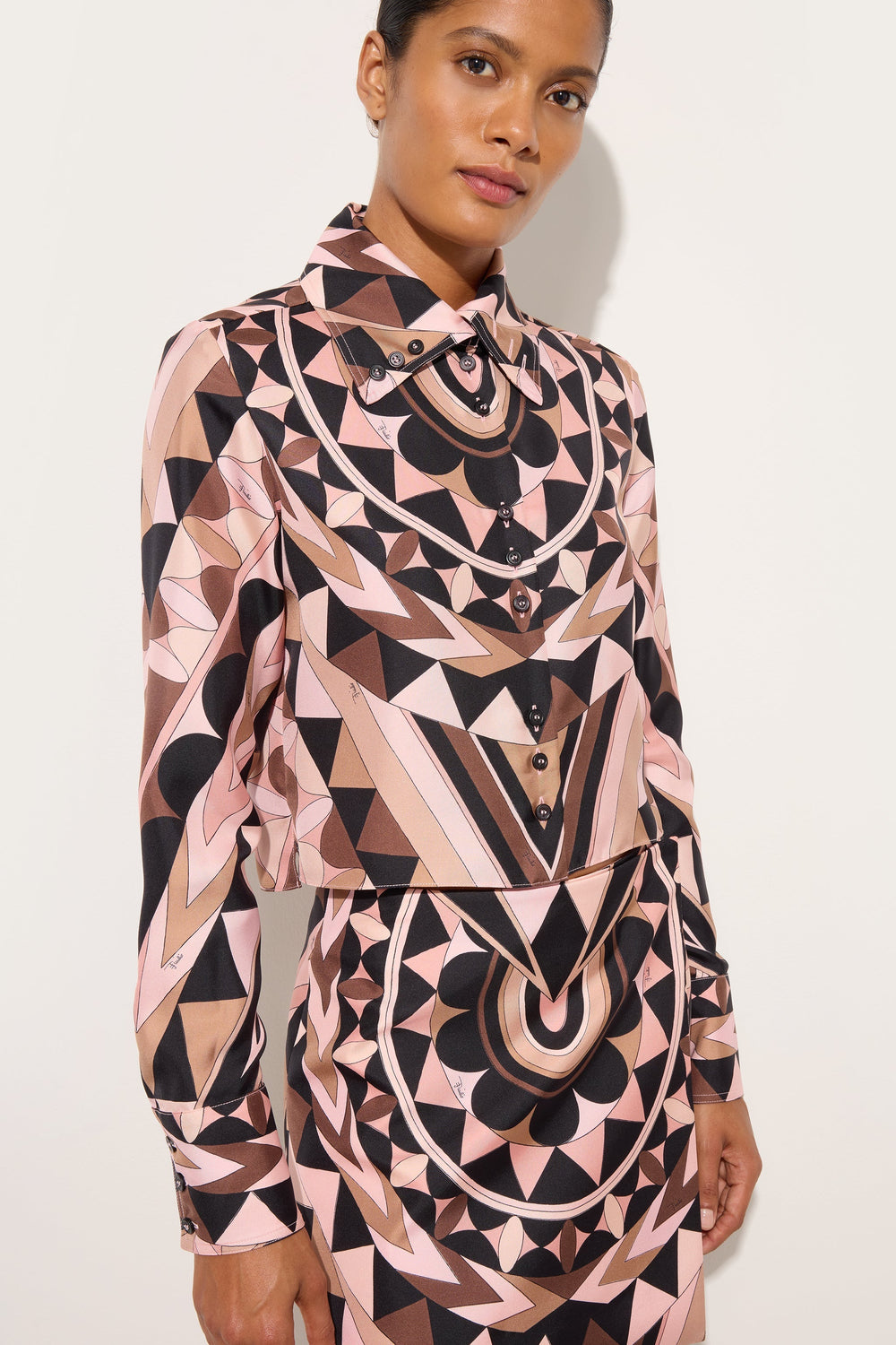 Manuba Print Silk Crop Shirt
 WOMAN Pucci