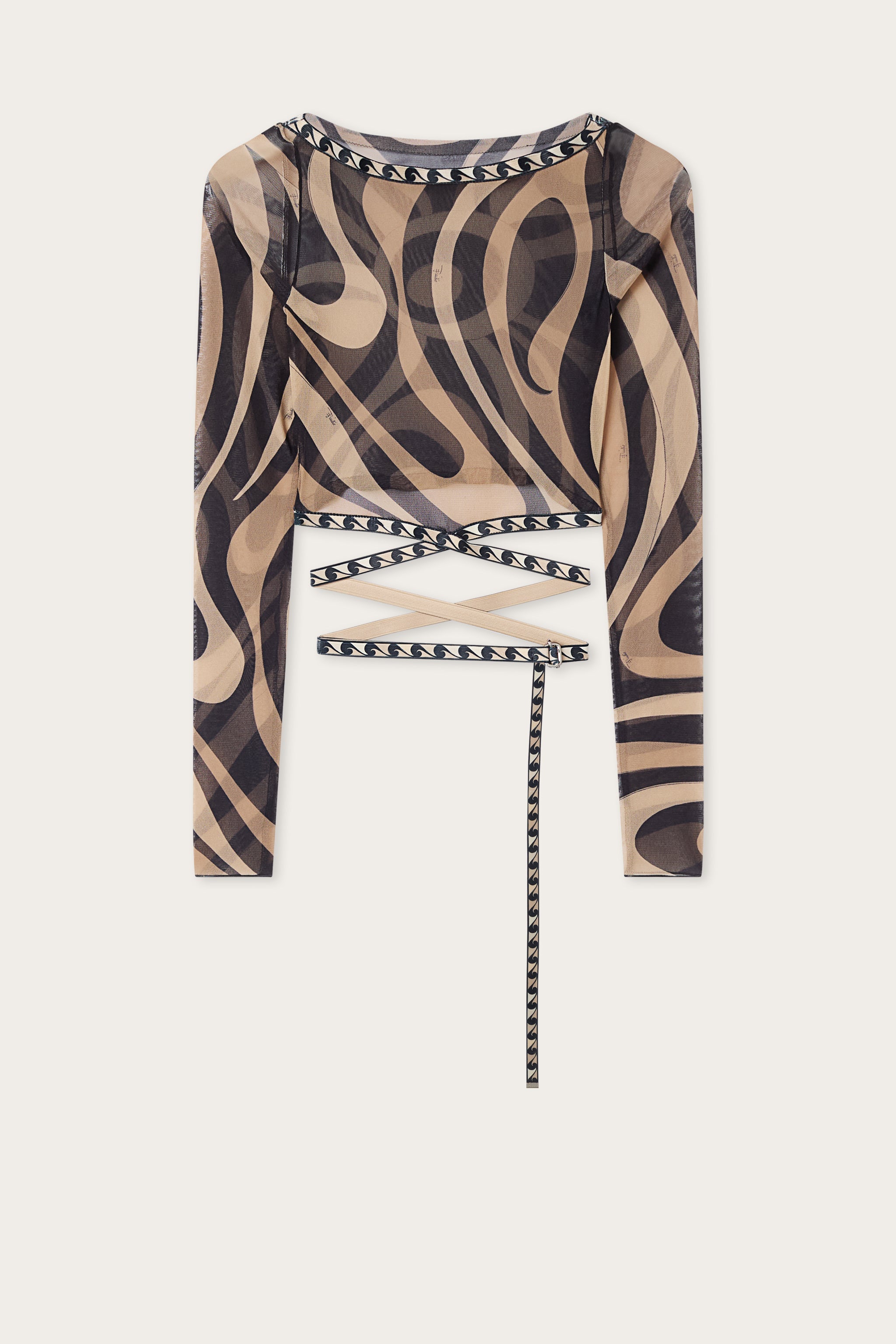 Marmo Print Tulle Crop Top
 WOMAN Pucci