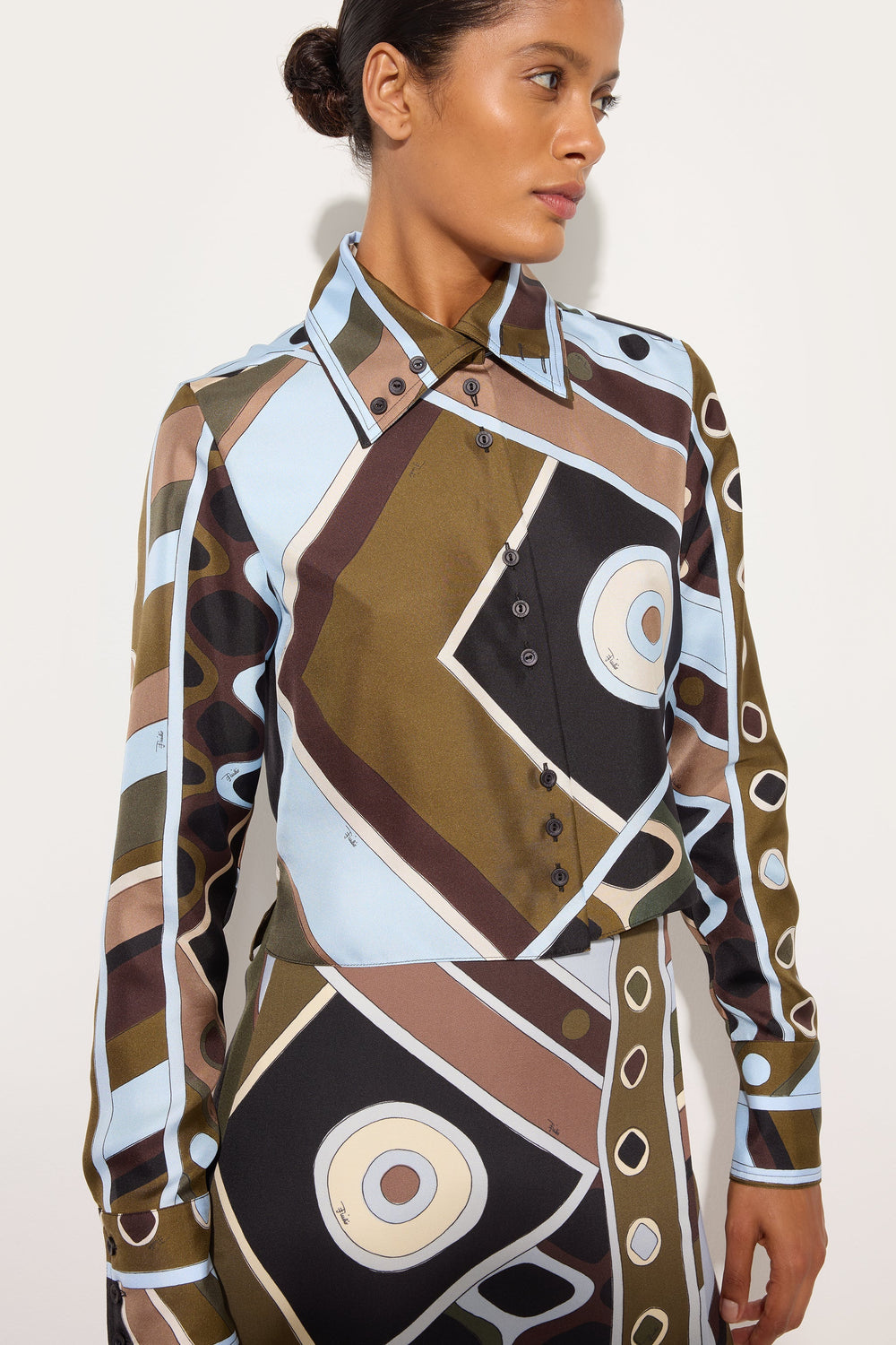 Vivara Print Silk Crop Shirt
 WOMAN Pucci