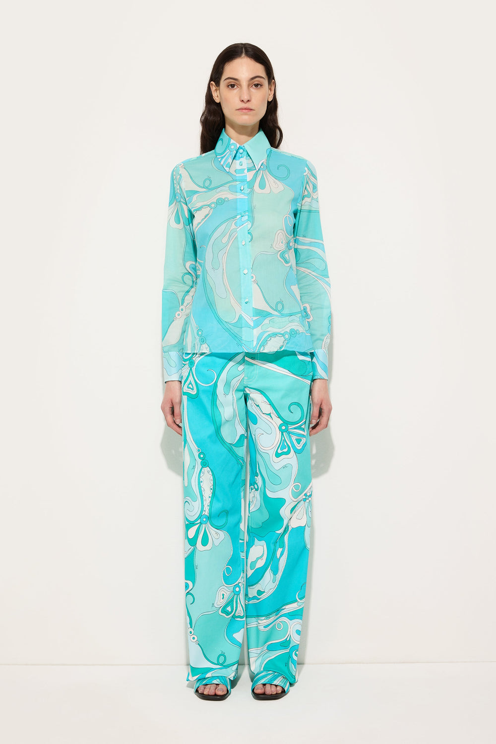 Orchidee Print Cotton Shirt
 WOMAN Pucci
