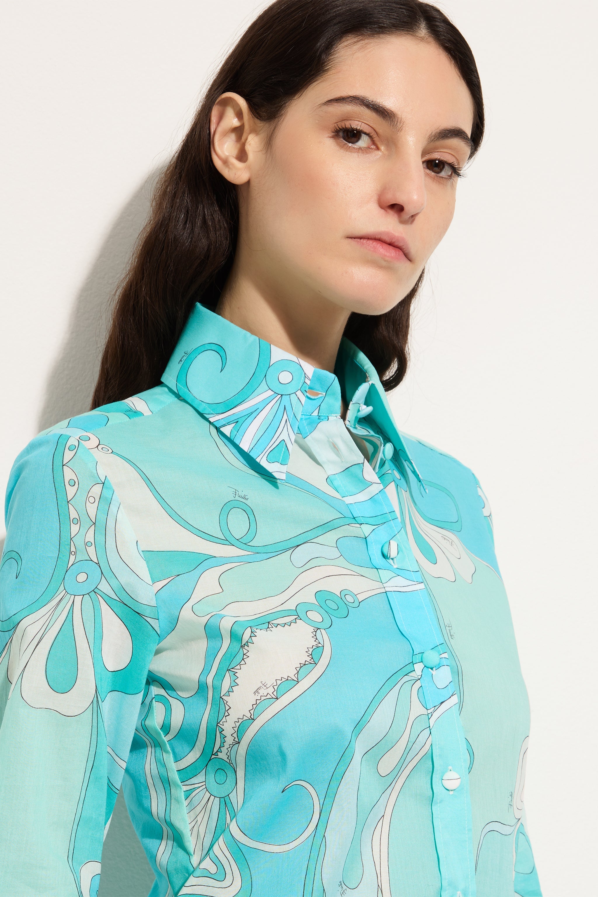 Orchidee Print Cotton Shirt
 WOMAN Pucci