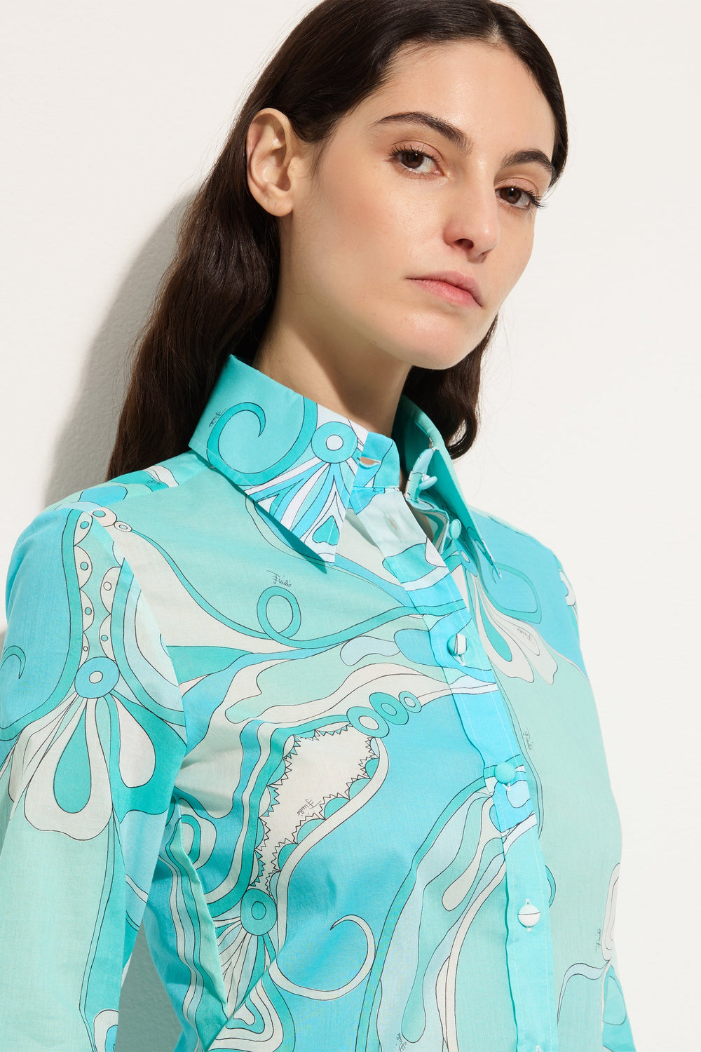 Orchidee Print Cotton Shirt
 WOMAN Pucci