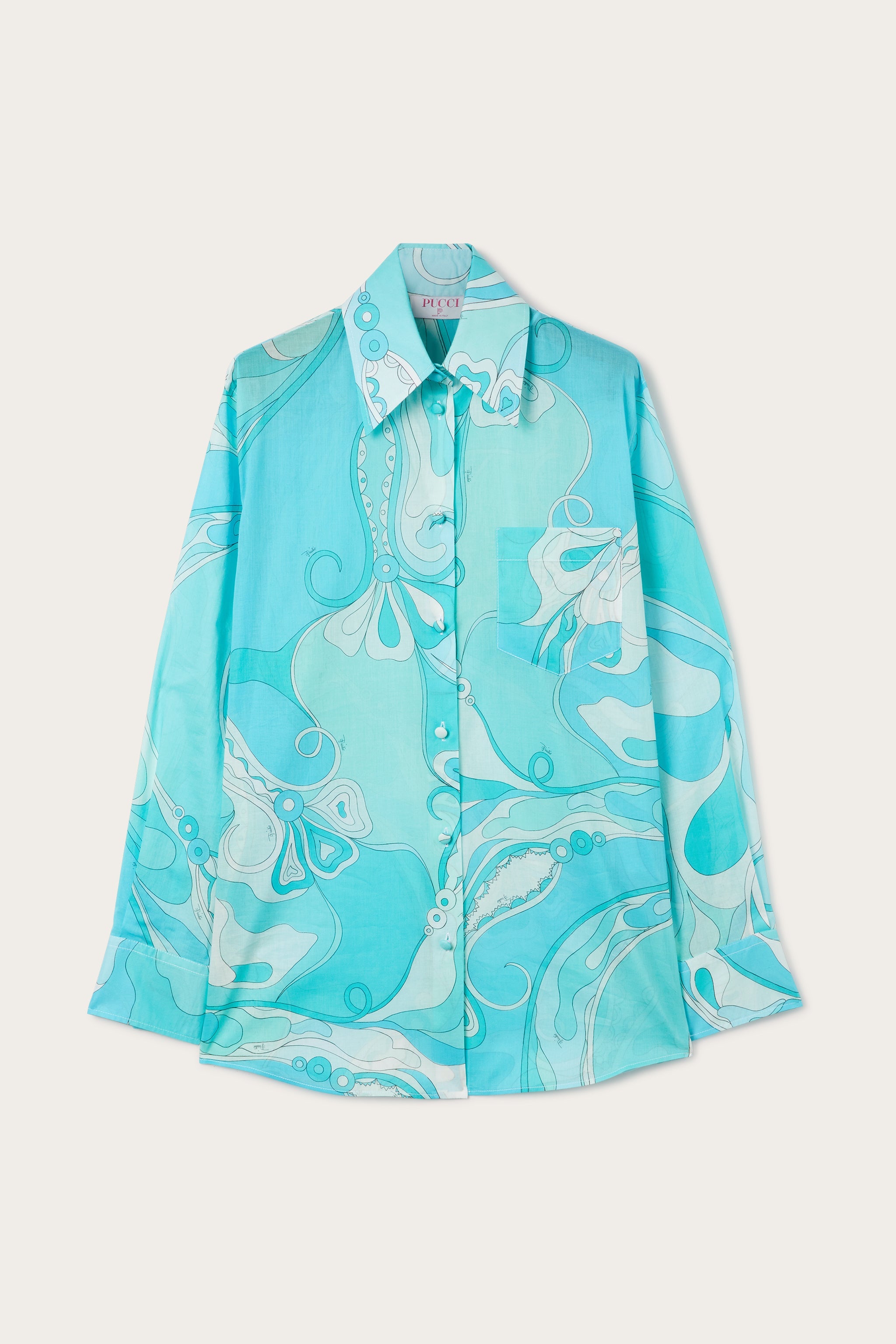 Orchidee Print Cotton Shirt
 WOMAN Pucci