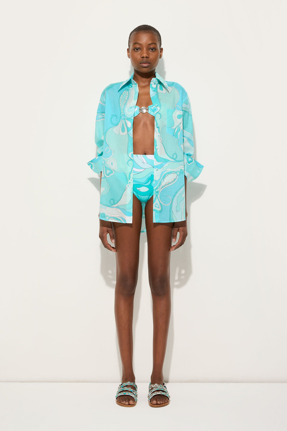 Orchidee Print Cotton Shirt
 WOMAN Pucci